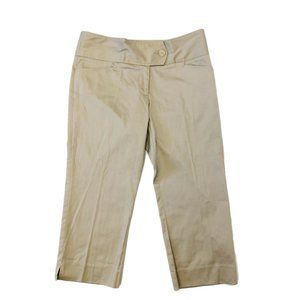 Karen Kane Lifestyle Pants 12 NWT Khaki Brown Capri Cropped Chinos Tab Waist